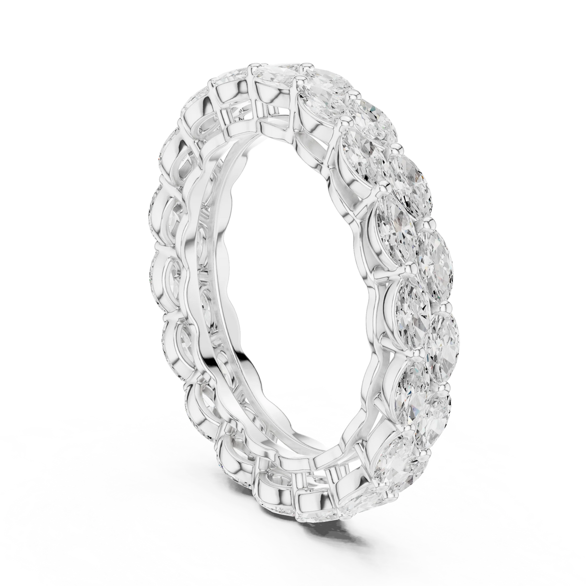 Two-Row East-West Marquise Cut Diamond Band