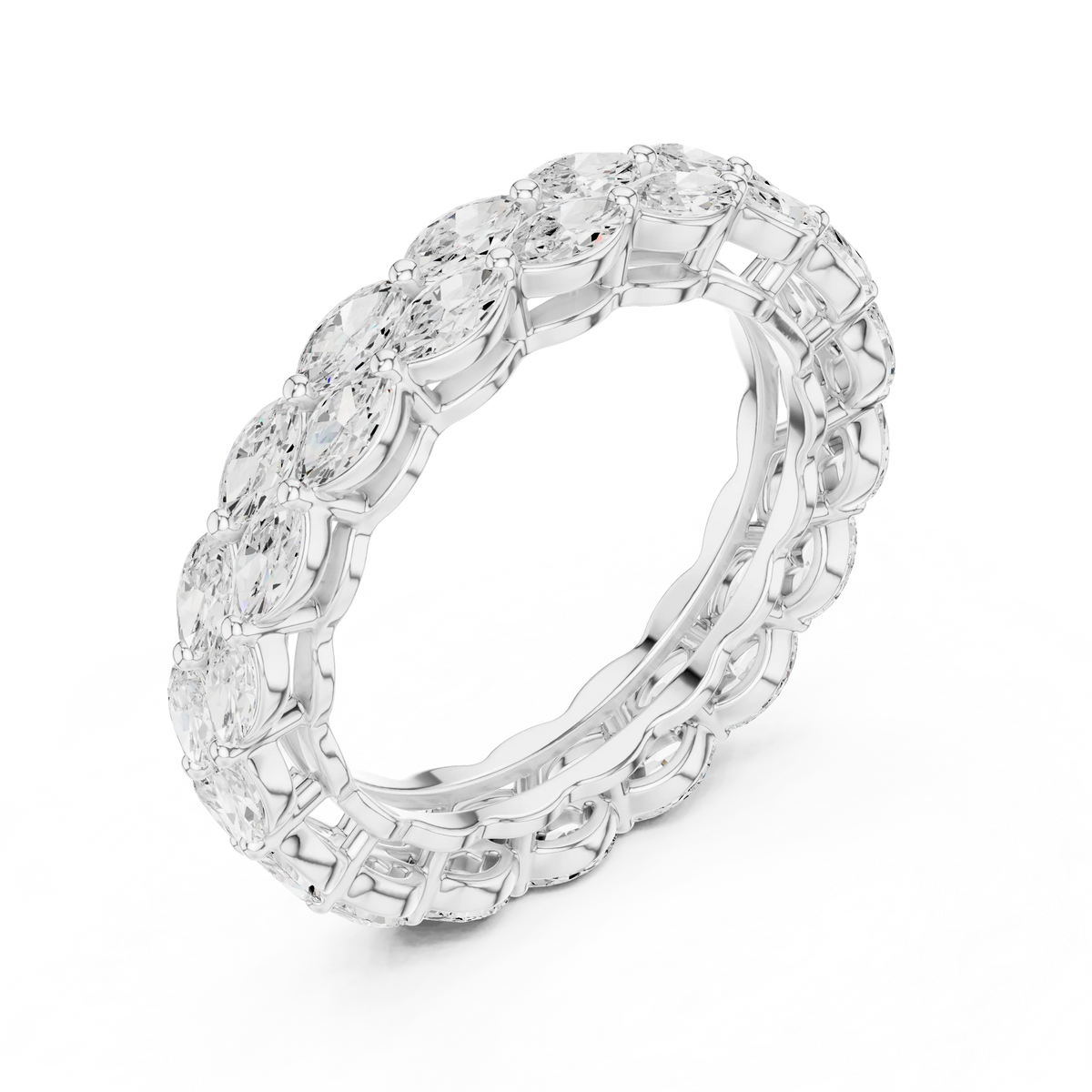 Two-Row East-West Marquise Cut Diamond Band