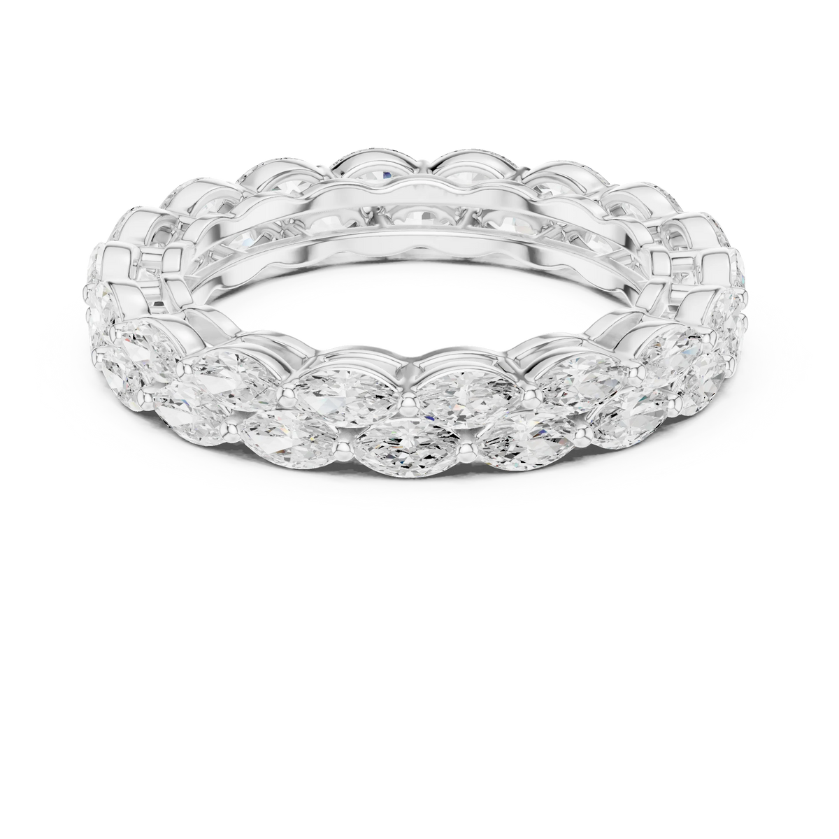Two-Row East-West Marquise Cut Diamond Band