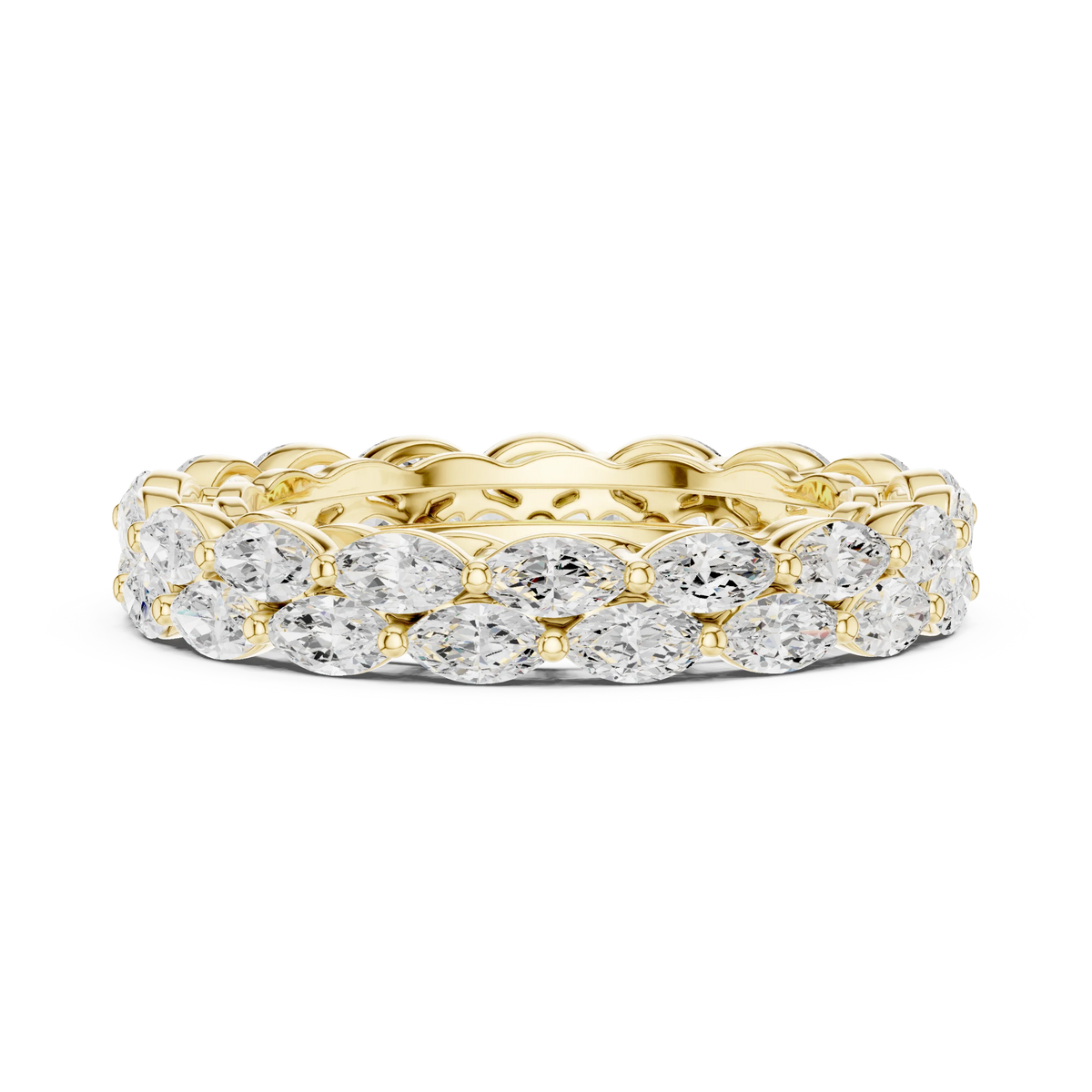 Two-Row East-West Marquise Cut Diamond Band