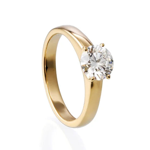 0.75 ct Round Cut Lab Grown Diamond & Moissanite Ring