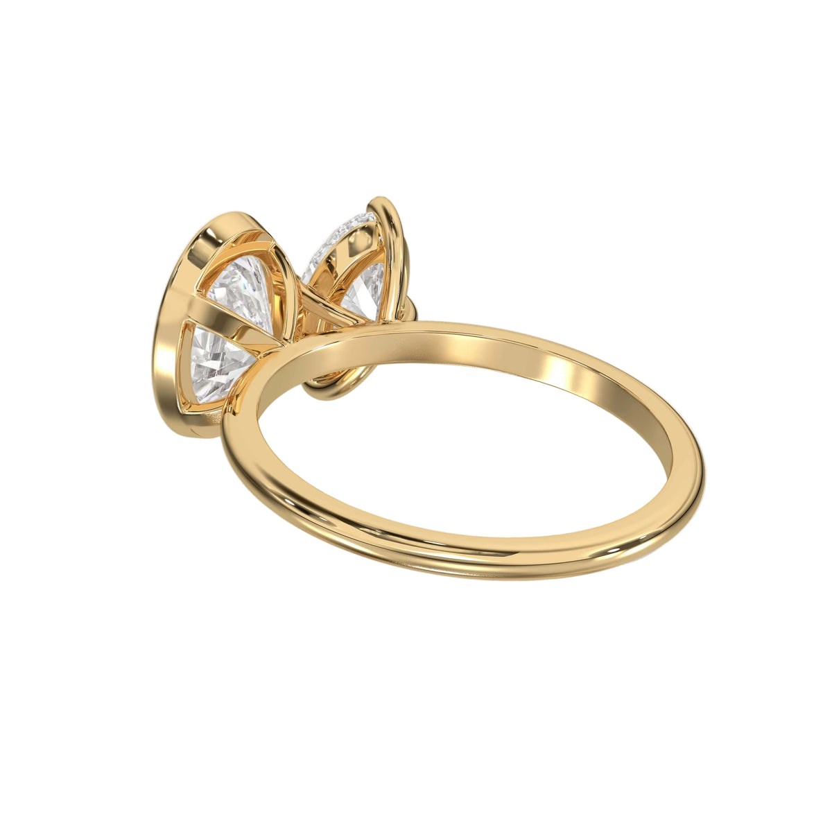 Two Oval Lab Grown Diamond & Moissanite Diamond Bezel Toi et Moi Ring