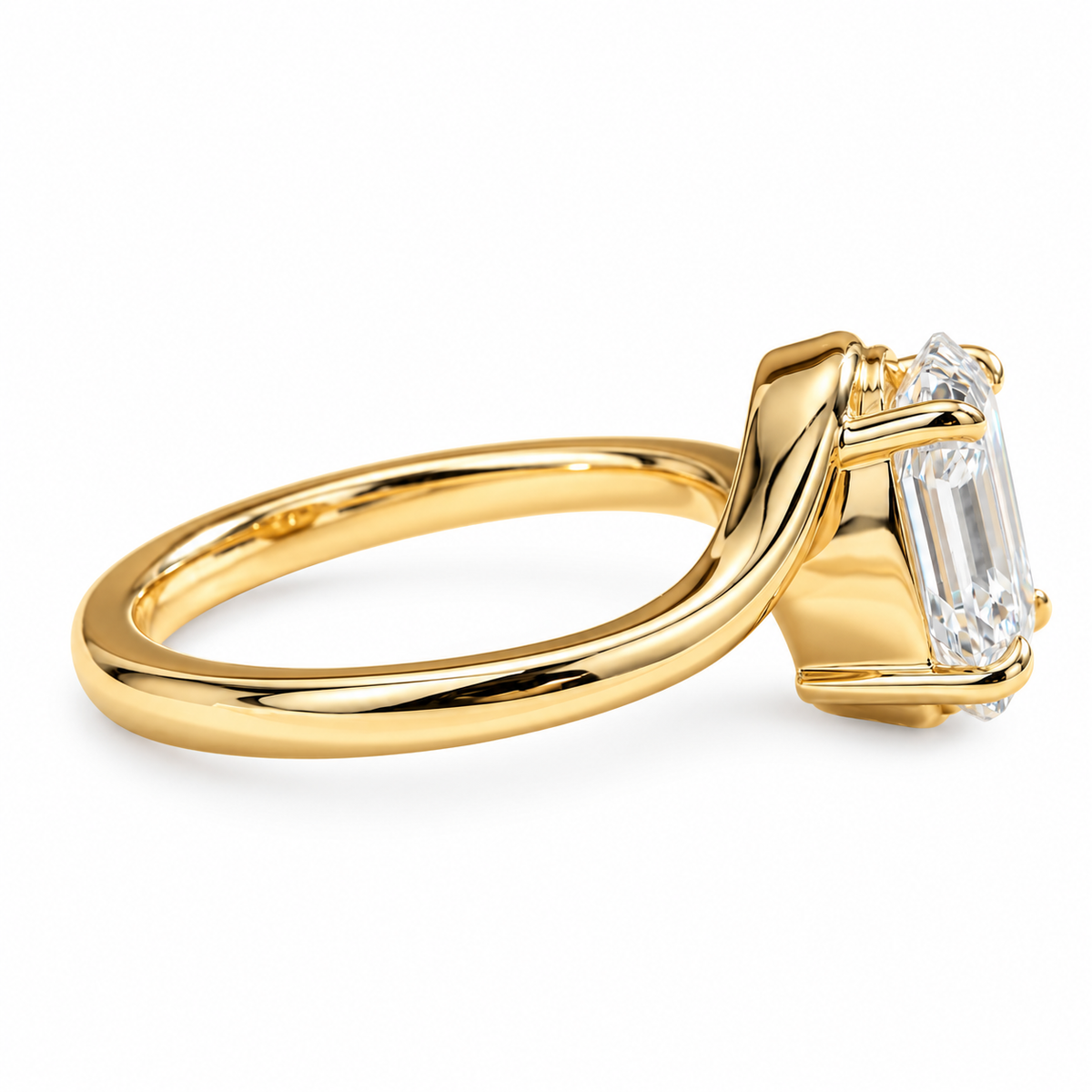 oval lab-grown diamond engagement ring in 18k, side profile