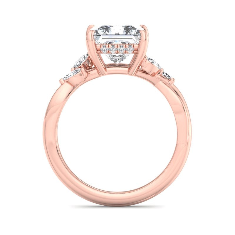 2.00ct Princess Cut Lab Grown Diamond Nature Inspired Engagement Ring