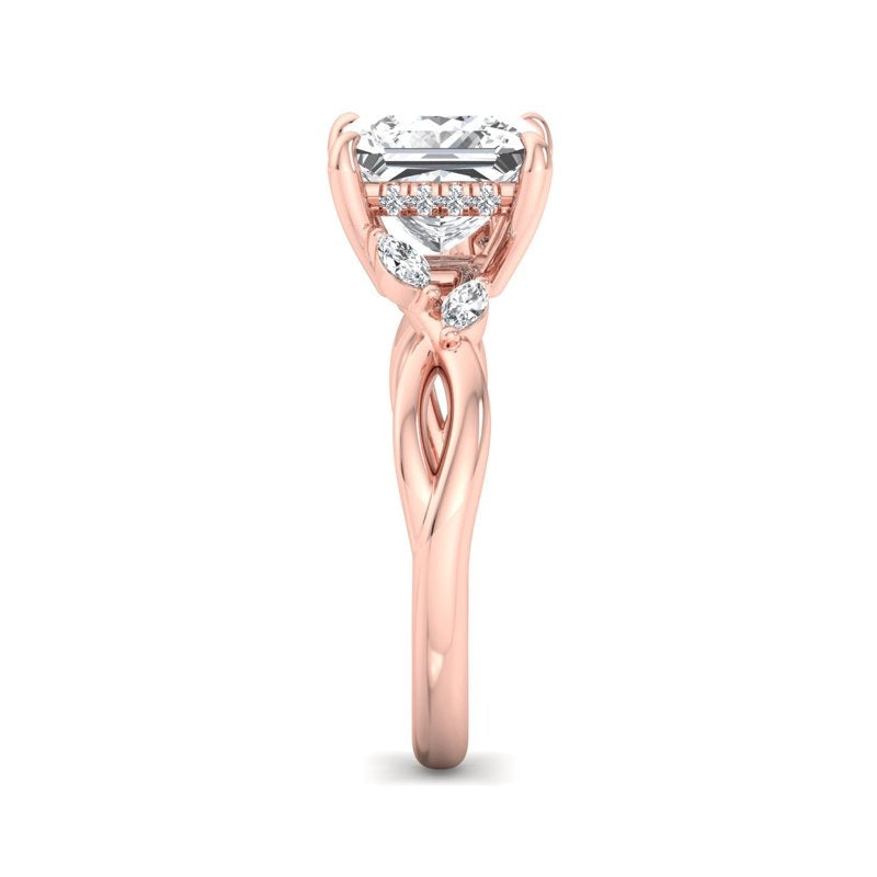 2.00ct Princess Cut Lab Grown Diamond Nature Inspired Engagement Ring