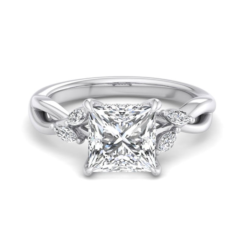 2.00ct Princess Cut Lab Grown Diamond Nature Inspired Engagement Ring