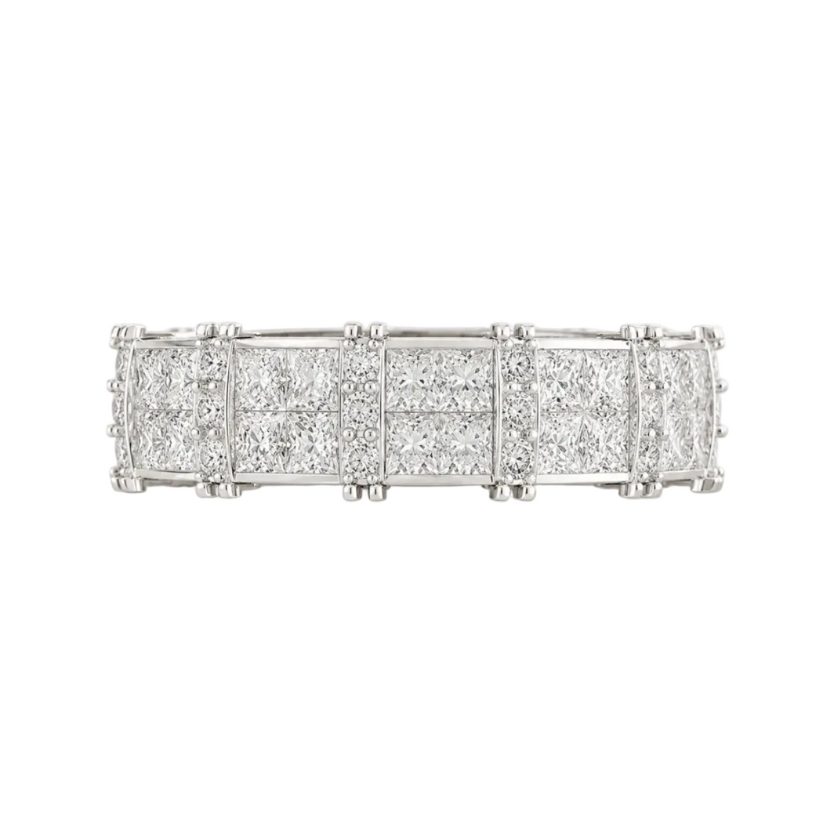 princess lab grown diamond eternity ring in 10k, top view