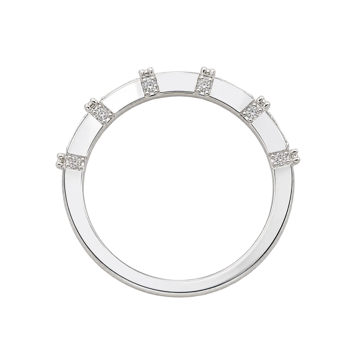 princess lab grown diamond eternity ring in 14k, side profile