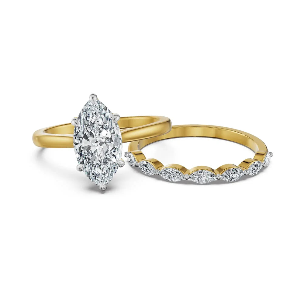 marquise lab grown diamond ring in silver, three-quarter view