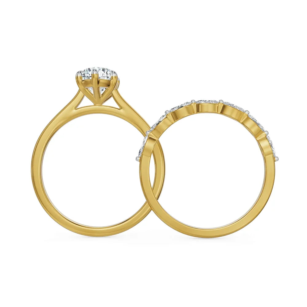 Marquise Stackable Lab Grown Diamond & Moissanite Bridal Ring Set