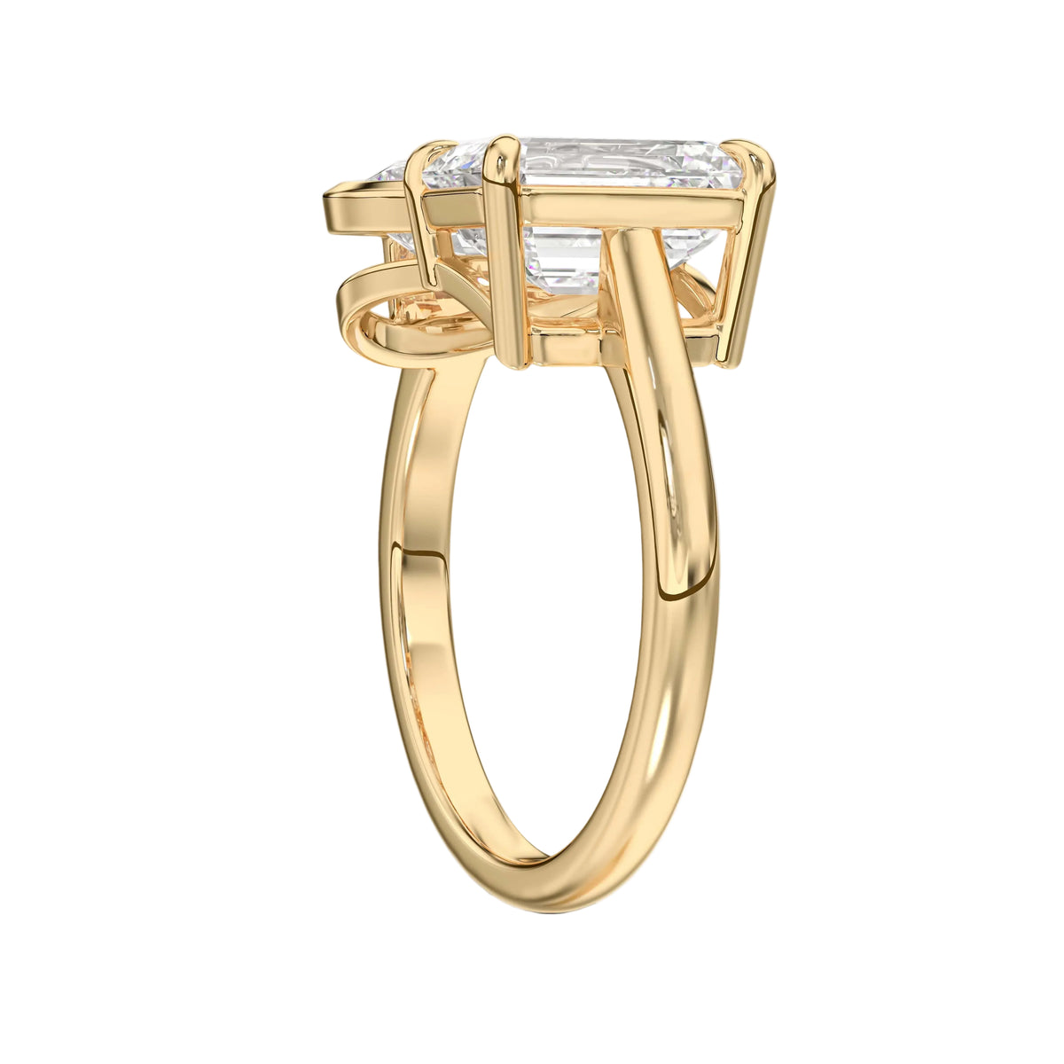 oval lab grown diamond engagement ring in 14k, top view