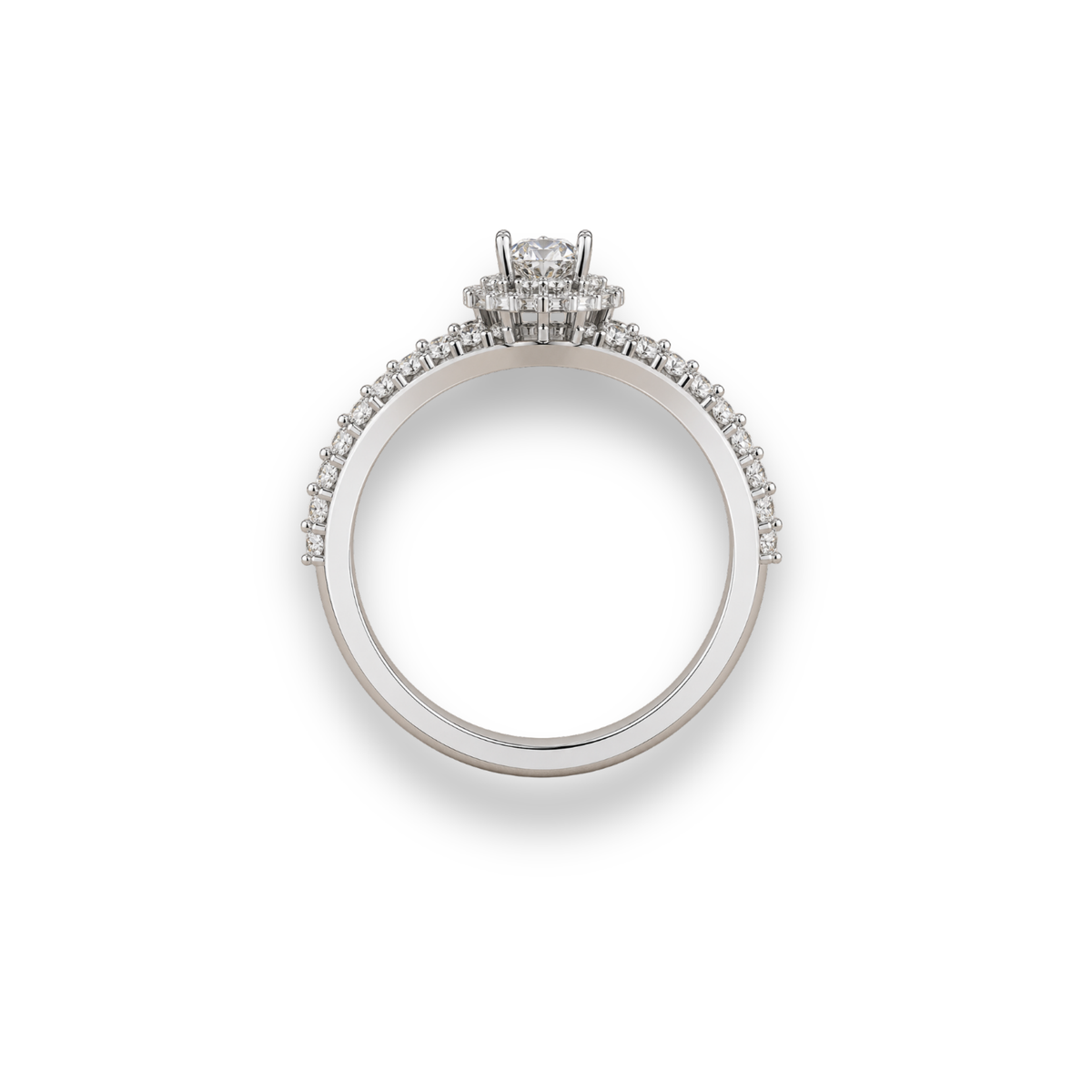 Pear Shape Moissanite & Lab Grown Diamond Statement Ring Baguette Diamond Halo