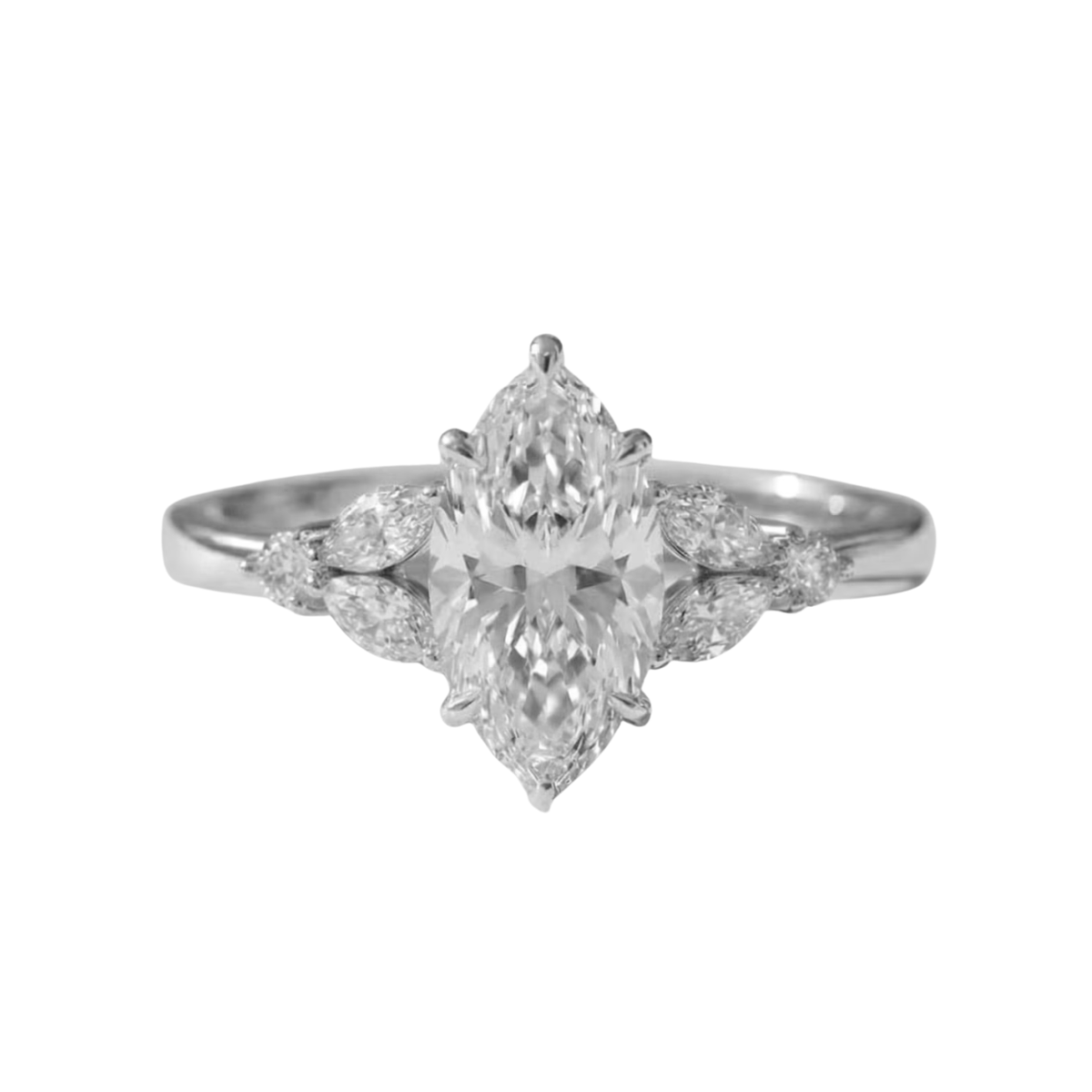 Marquise Cluster Engagement Ring Lab-Cut Diamond – Prong Setting Diamond Cluster Ring