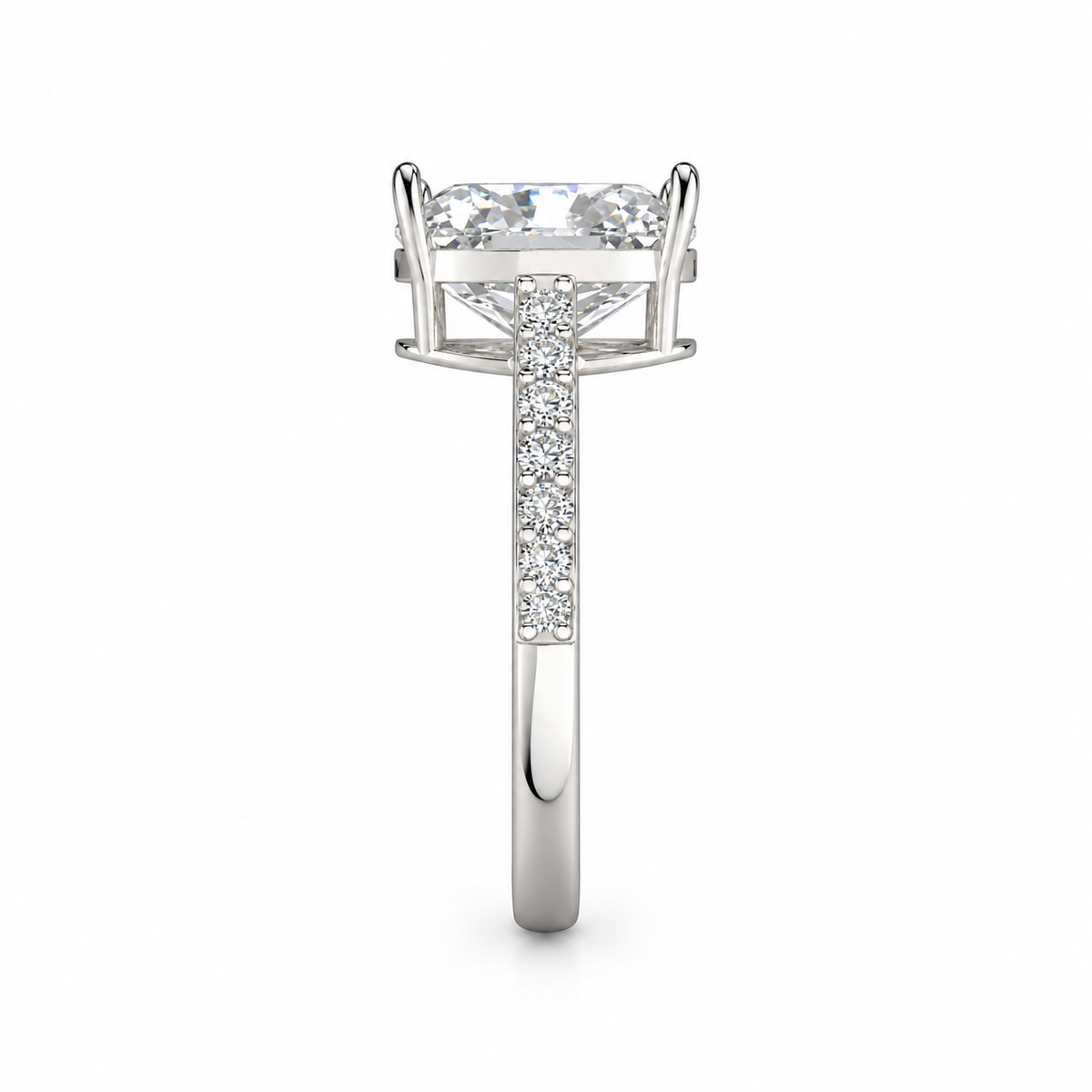 Oval Cut Lab Grown Diamond & Moissanite Halo Engagement Ring with Pavé Band