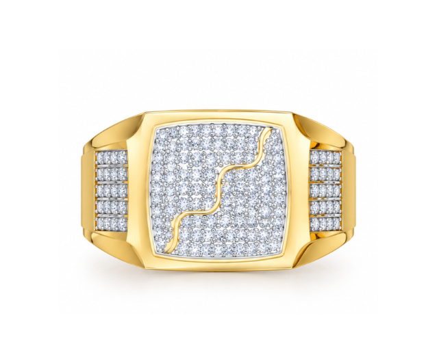 Men's Hip Hop Lab-Grown Diamond & Moissanite Pave Signet Ring