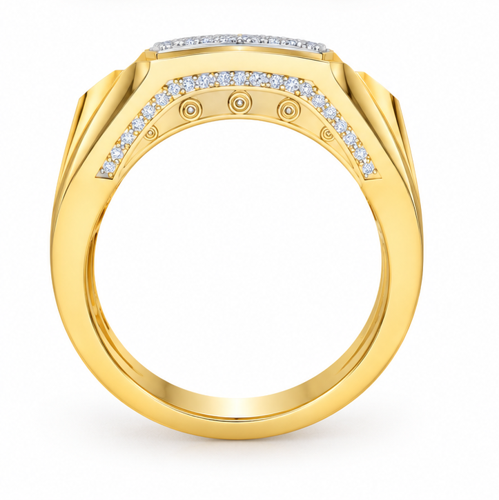 Men's Hip Hop Lab-Grown Diamond & Moissanite Pave Signet Ring