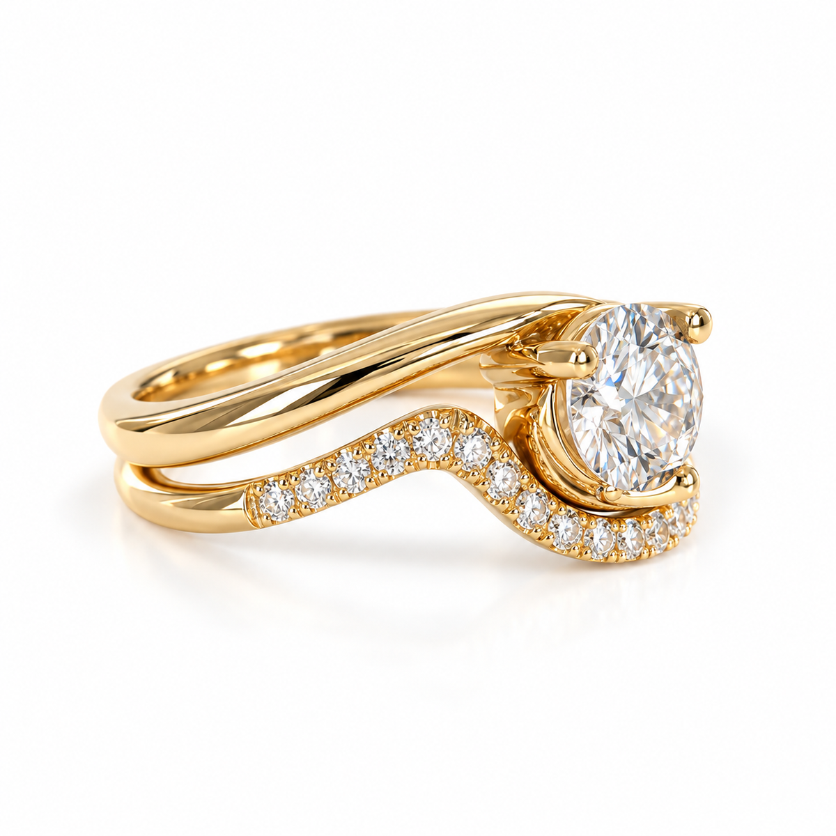 1.25 CT Round Swirl Solitaire Lab Grown Diamond Bridal Set