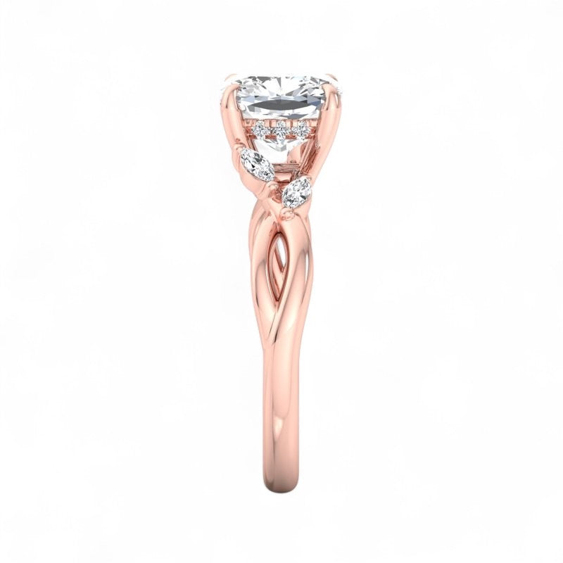 2.00ct Cushion Cut Lab Grown Diamond Twisted Pave Engagement Ring