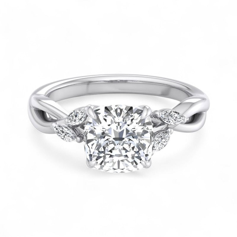 2.00ct Cushion Cut Lab Grown Diamond Twisted Pave Engagement Ring