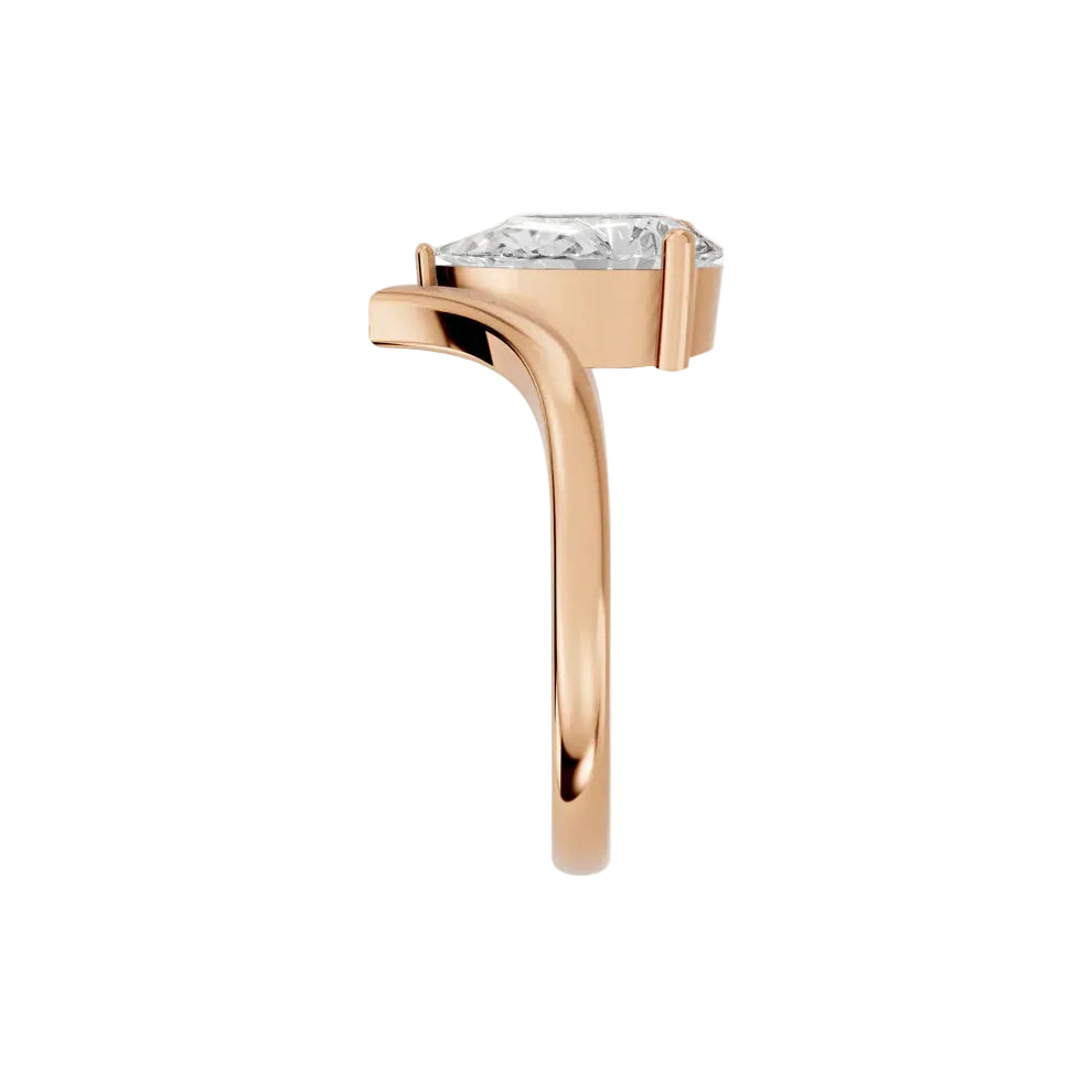 pear lab grown diamond engagement ring in 14k, top view