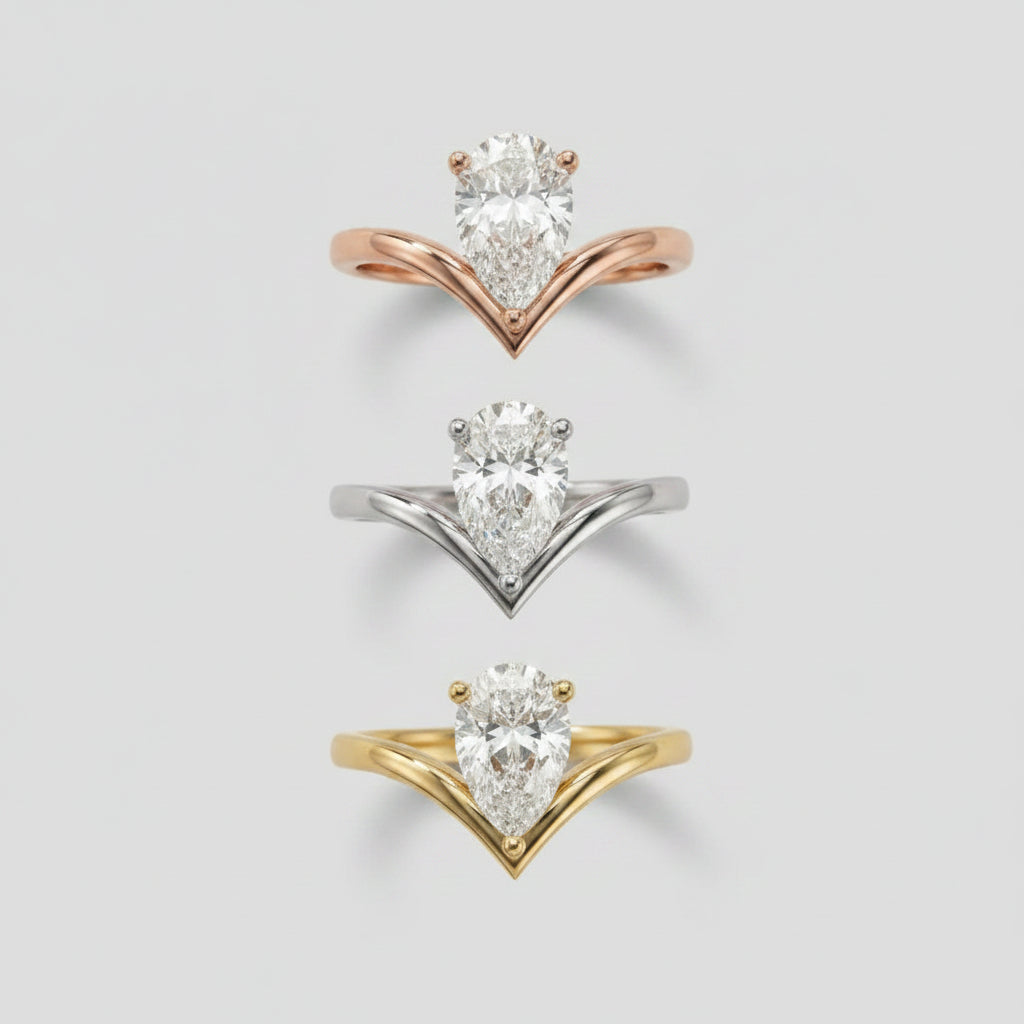 Pear Cut Solitaire Engagement Ring – Lab Grown Diamond & Moissanite