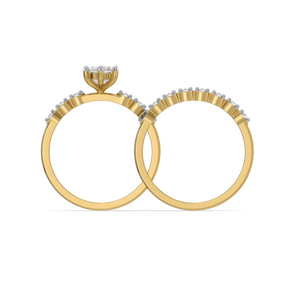 Classic Marquise Cut Lab Grown Diamond & Moissanite Bridal Ring Set