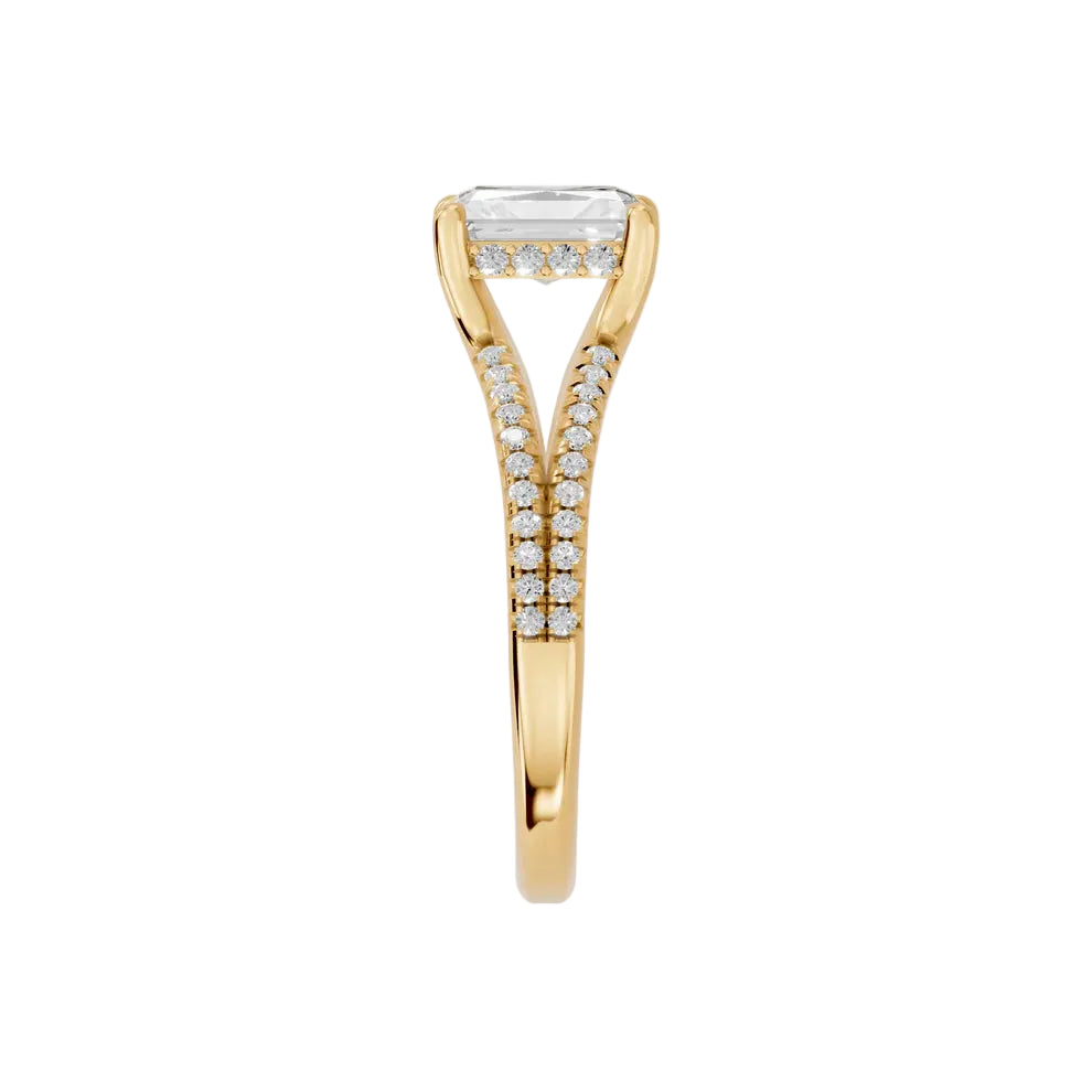 solitaire lab grown diamond engagement ring in silver, top view