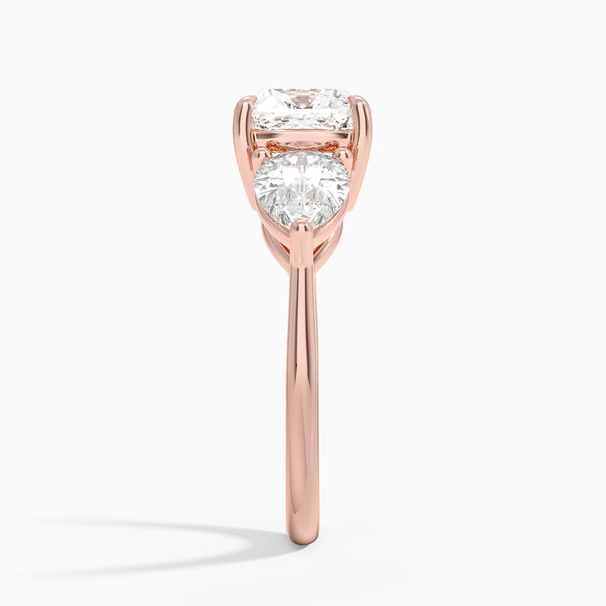 Luxe Opera Cushion Cut And Pear Cut Three Stone Diamond Ring