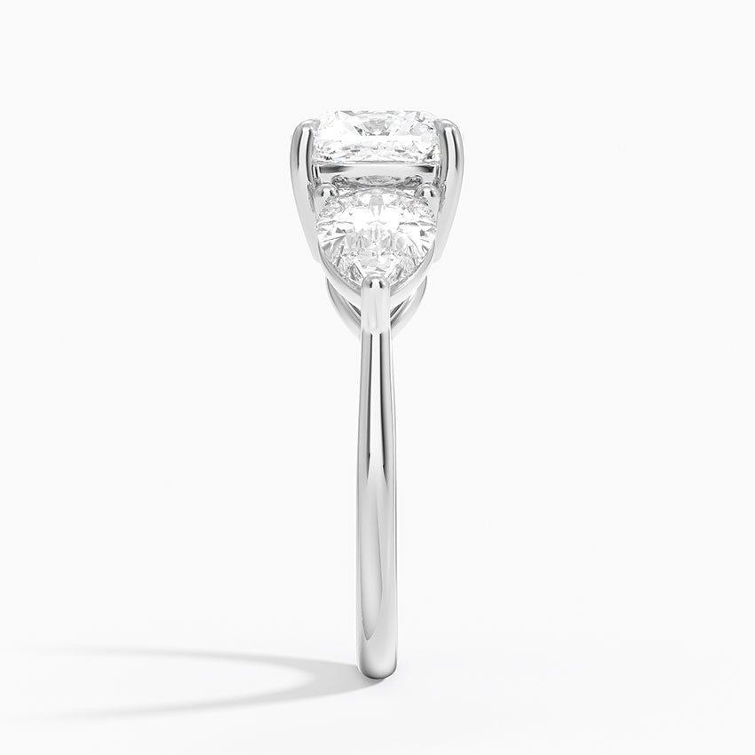 Luxe Opera Cushion Cut And Pear Cut Three Stone Diamond Ring
