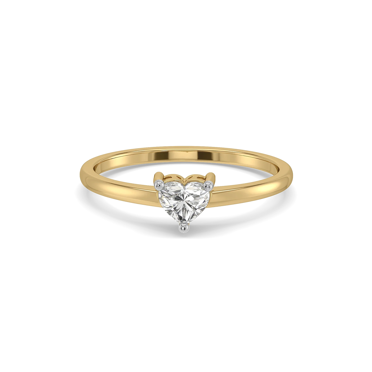 heart lab grown diamond ring in silver, three-quarter view