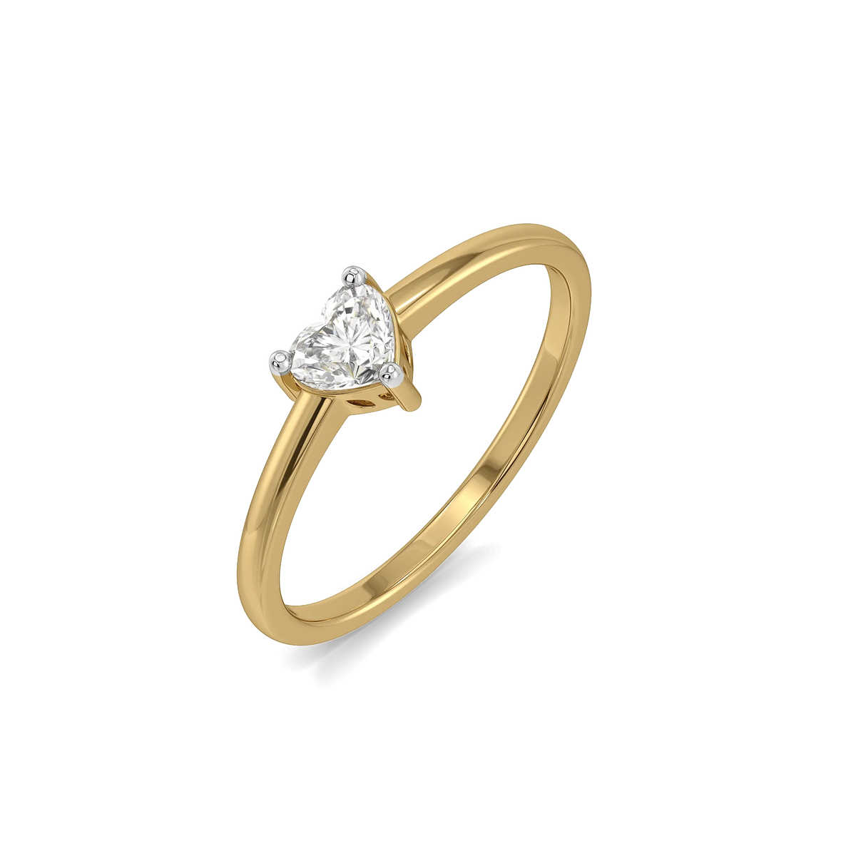 heart lab grown diamond ring in 10k, top view