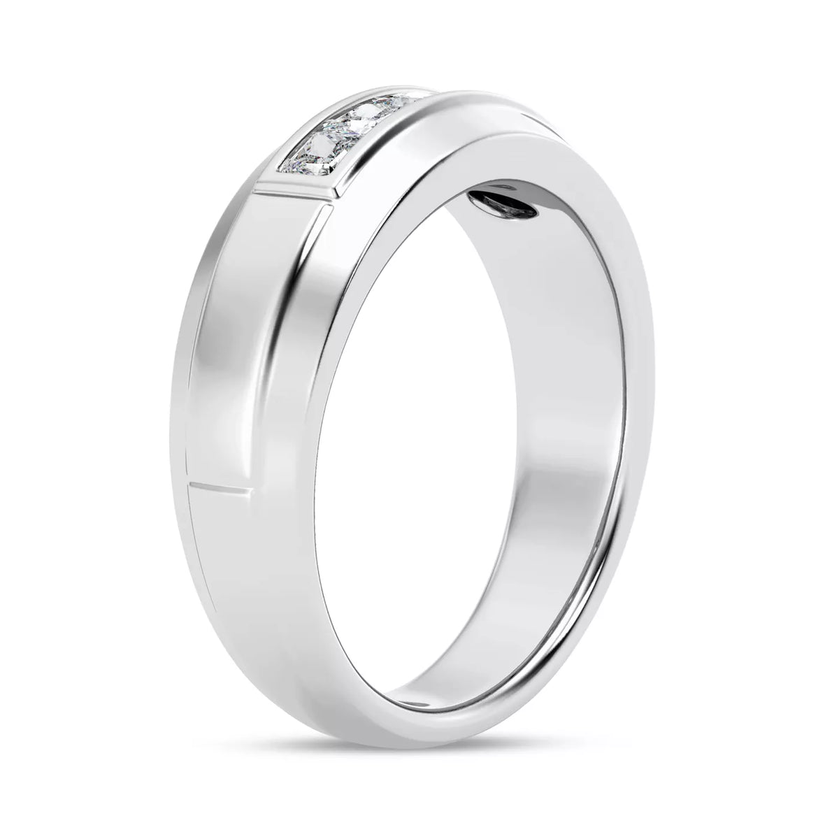princess lab grown diamond band in 10K, top view