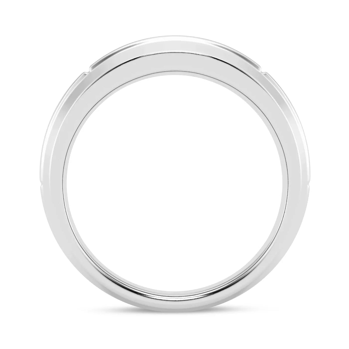 princess lab grown diamond band in 14K, side profile