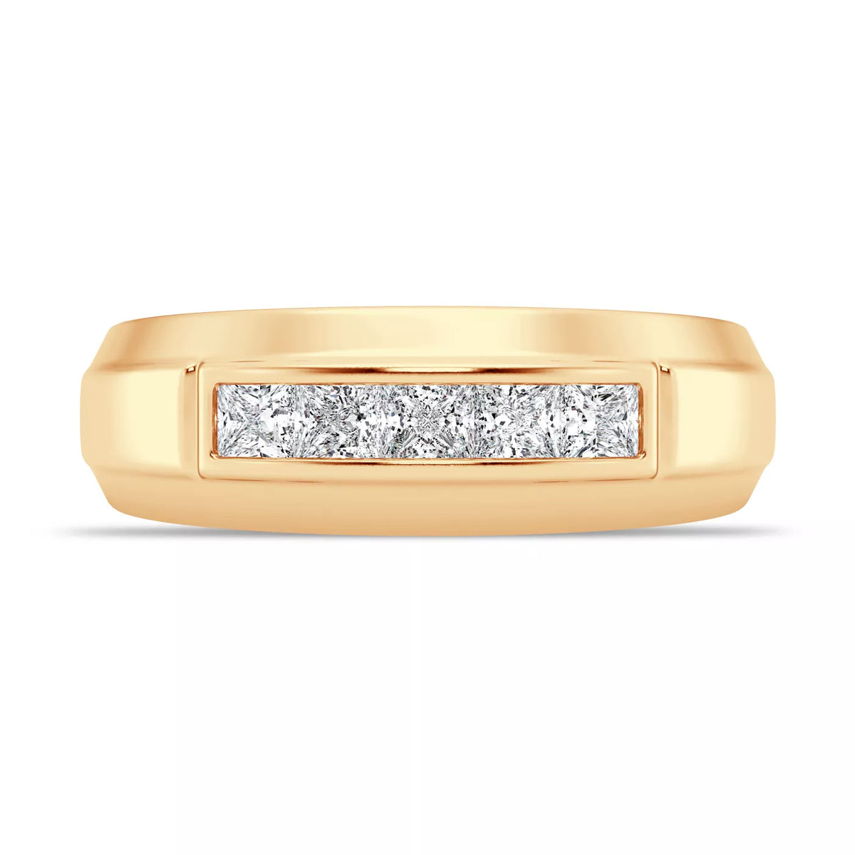 princess lab grown diamond band in 18K, on-hand