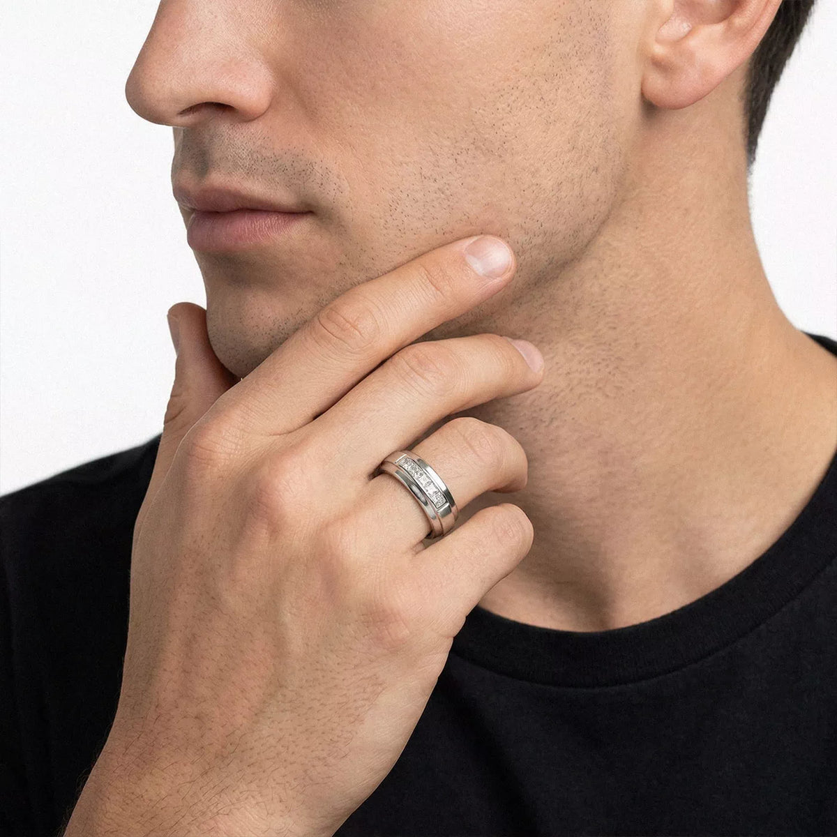 Raised Channel-Set Princess-Cut Lab Diamond Band