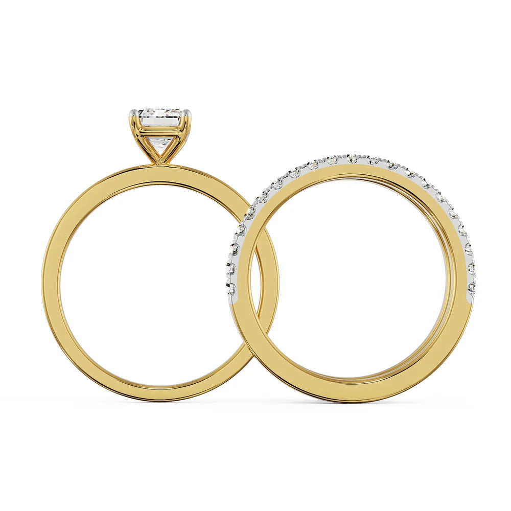 emerald lab grown diamond stackable ring in 18k, side profile
