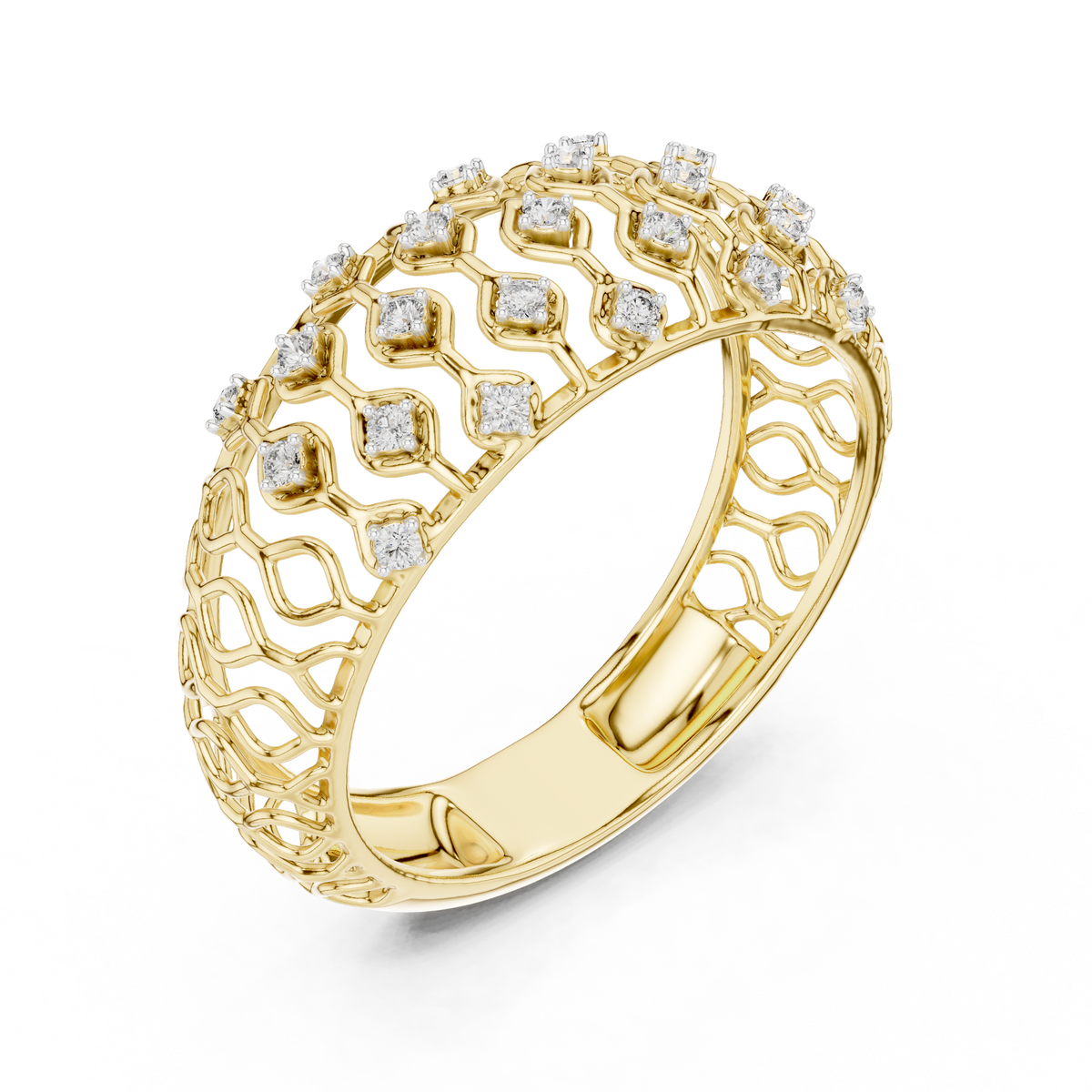 Lattice Pavé Lace-Inspired Lab-Grown Diamond & Moissanite Eternity Band Ring