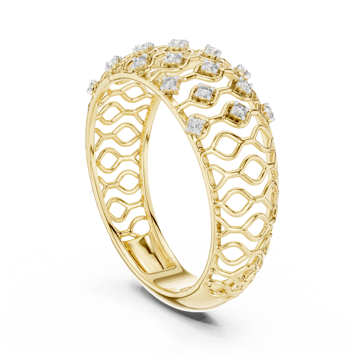 Lattice Pavé Lace-Inspired Lab-Grown Diamond & Moissanite Eternity Band Ring