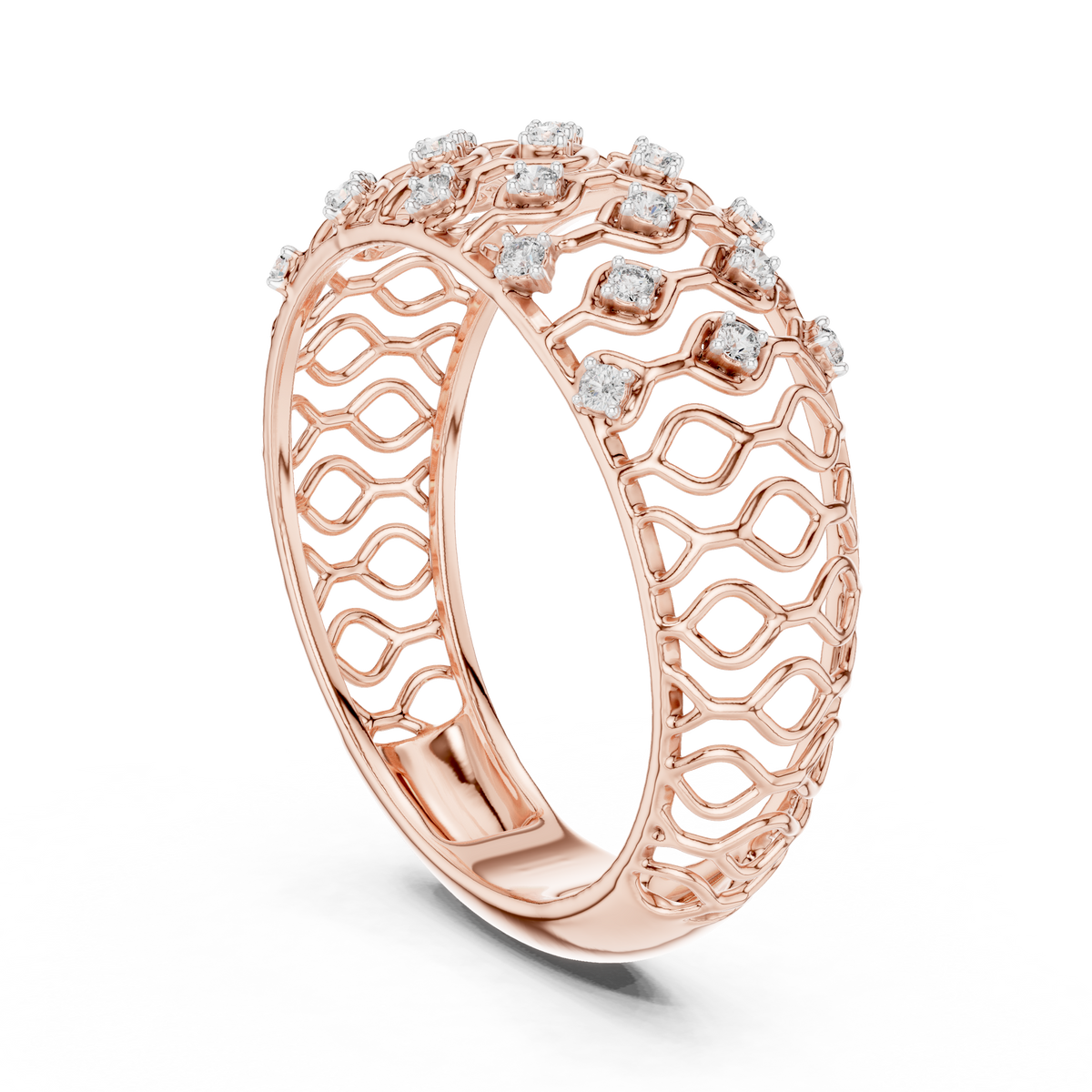 Lattice Pavé Lace-Inspired Lab-Grown Diamond & Moissanite Eternity Band Ring