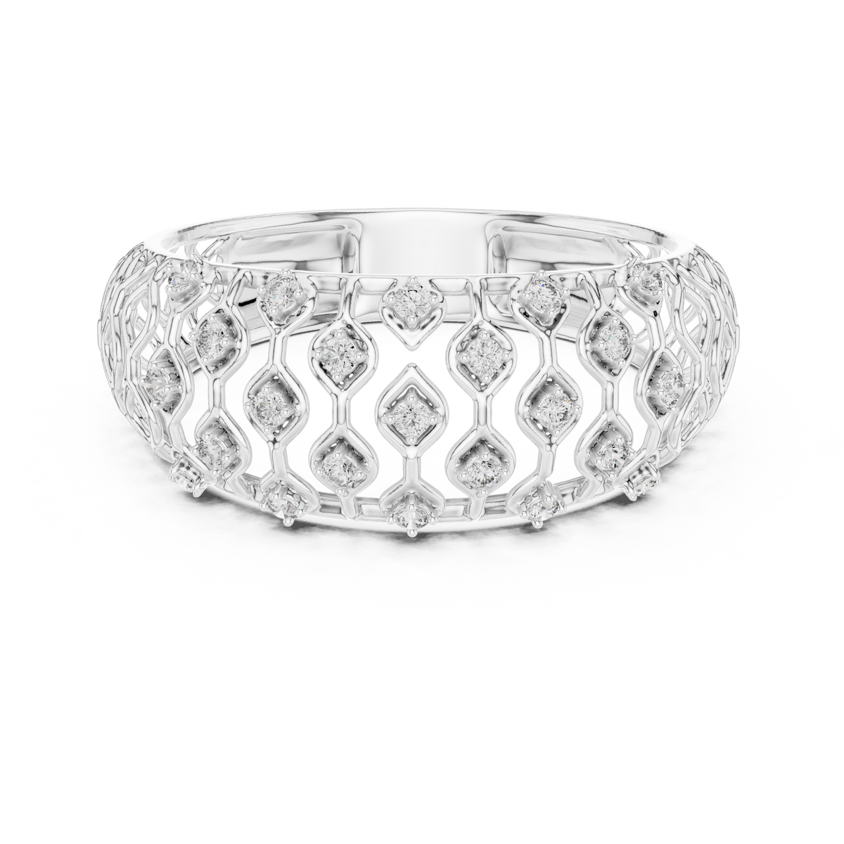 Lattice Pavé Lace-Inspired Lab-Grown Diamond & Moissanite Eternity Band Ring