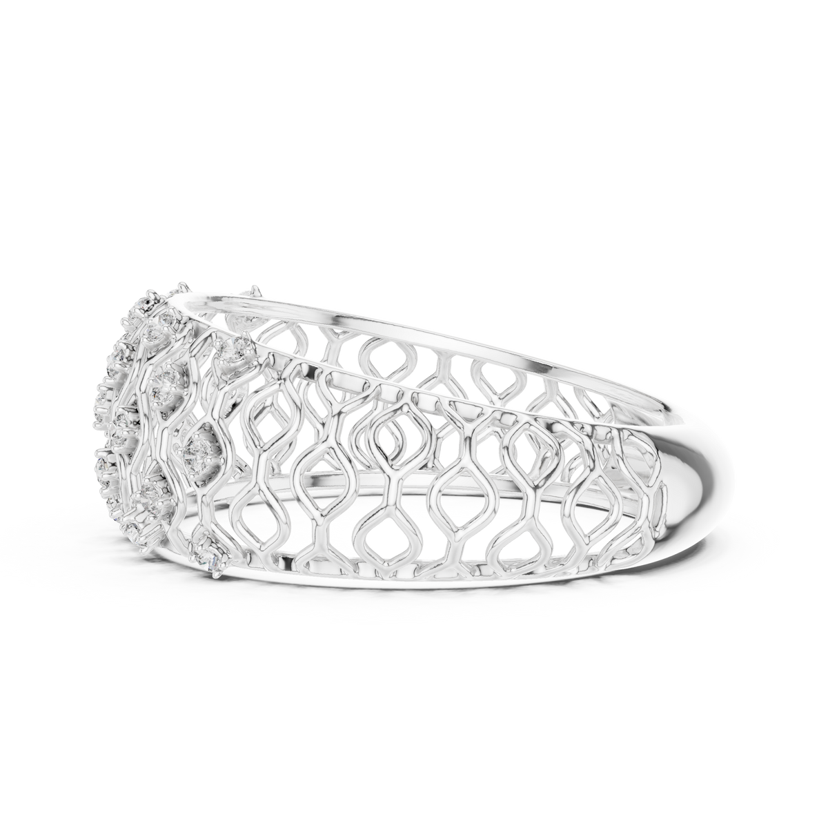 Lattice Pavé Lace-Inspired Lab-Grown Diamond & Moissanite Eternity Band Ring