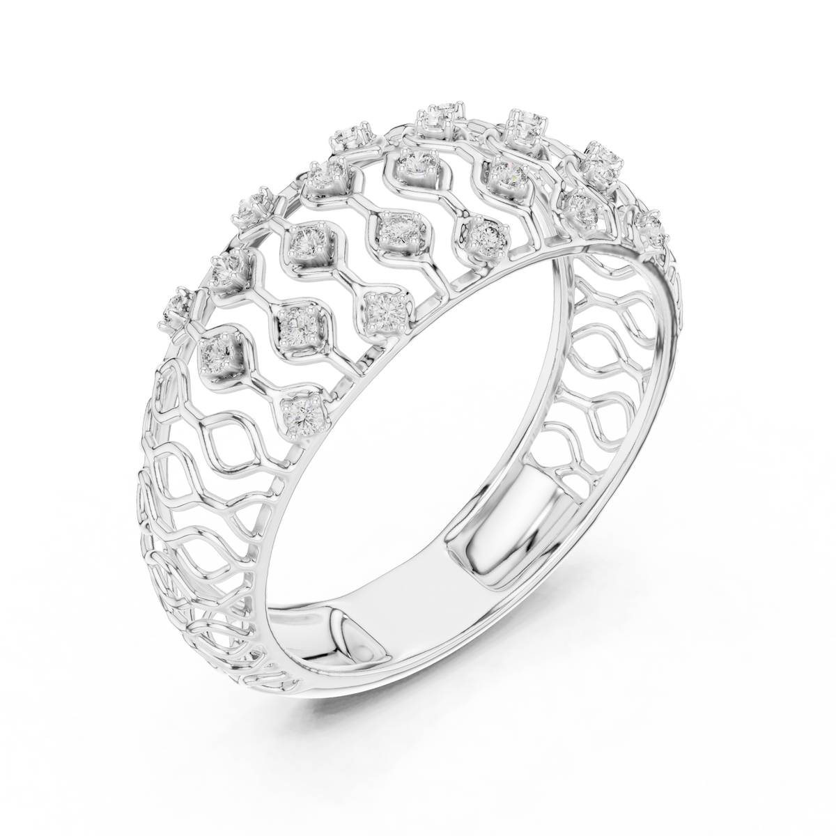 Lattice Pavé Lace-Inspired Lab-Grown Diamond & Moissanite Eternity Band Ring