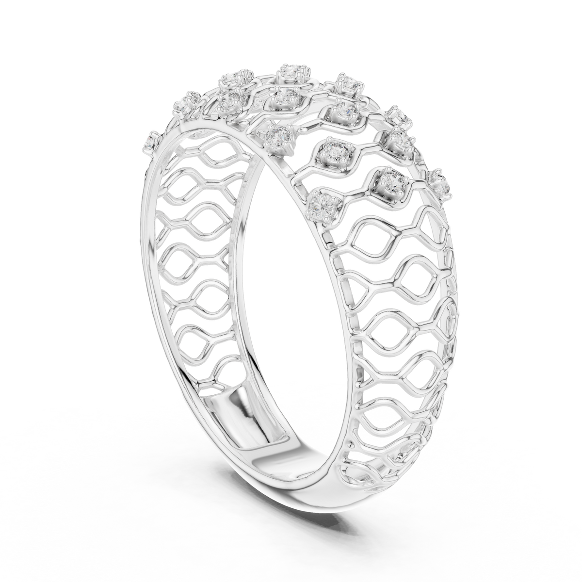 Lattice Pavé Lace-Inspired Lab-Grown Diamond & Moissanite Eternity Band Ring