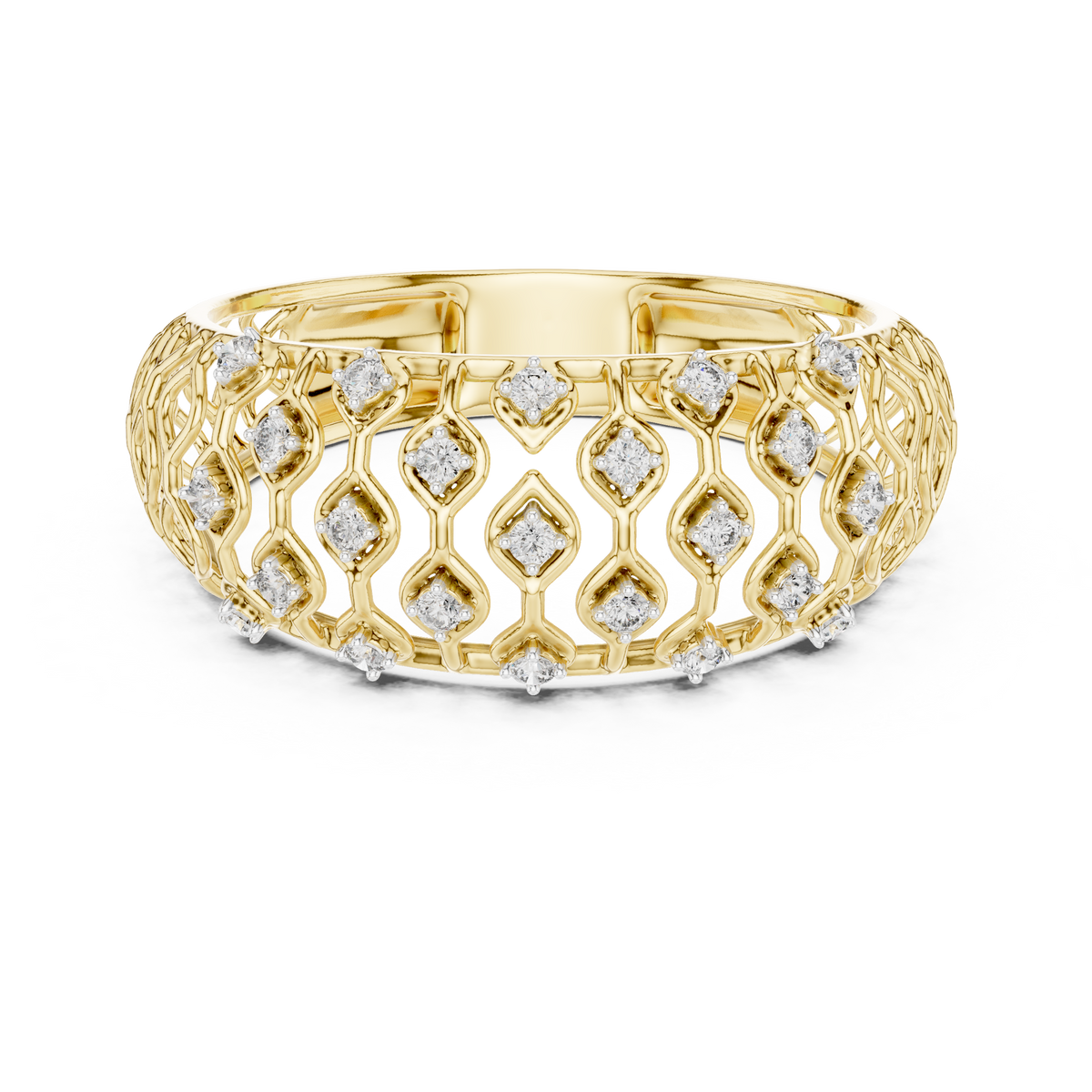 Lattice Pavé Lace-Inspired Lab-Grown Diamond & Moissanite Eternity Band Ring