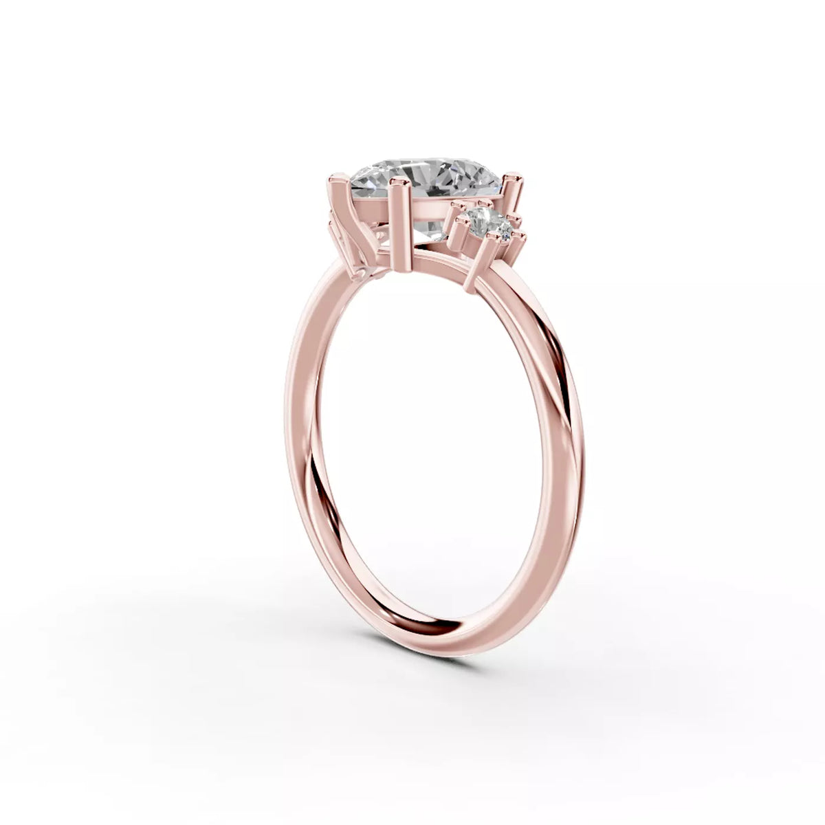 pear lab grown diamond engagement ring in silver, top view