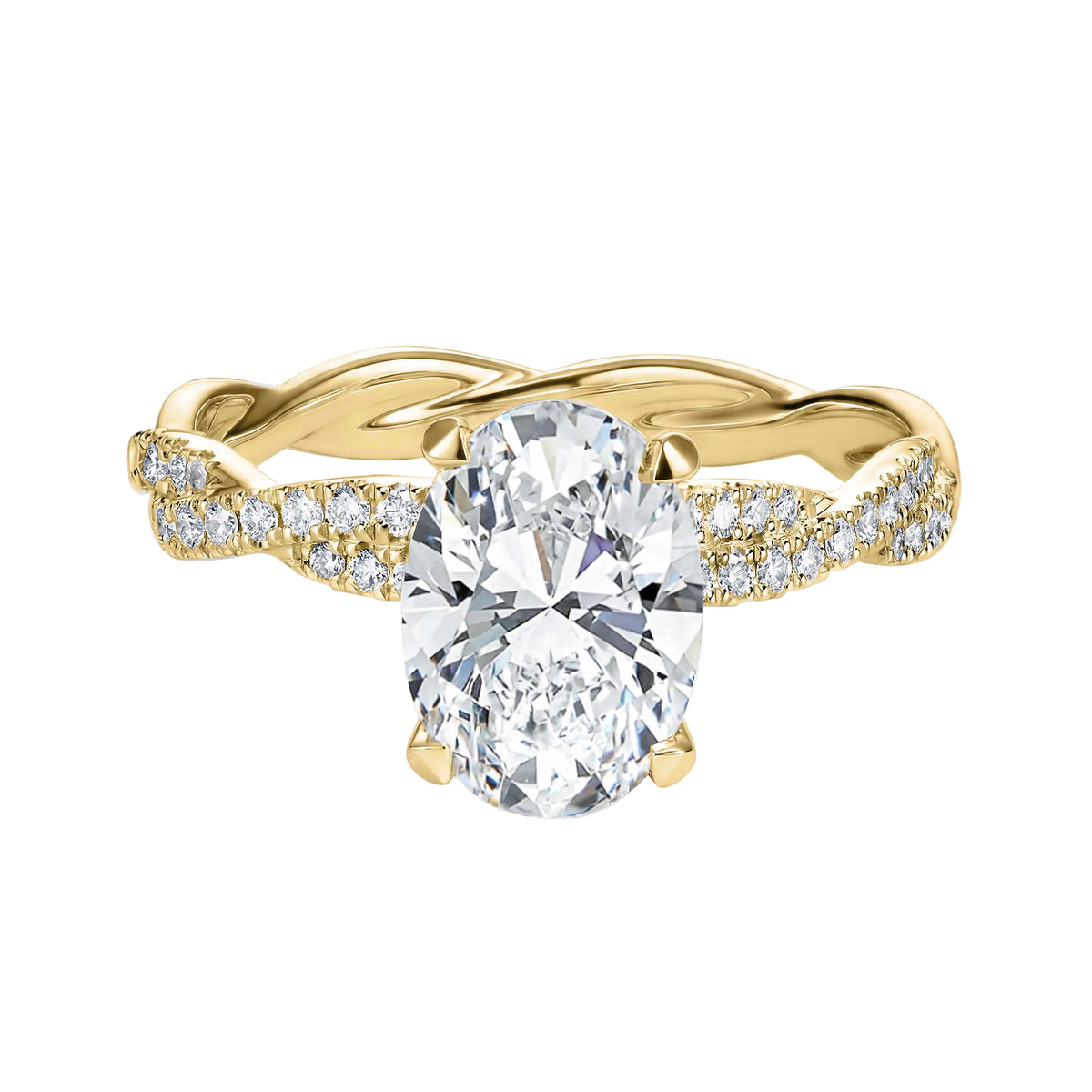 Oval Cut Hidden Halo Pave Lab-Grown Eternal Twisted Engagement Ring