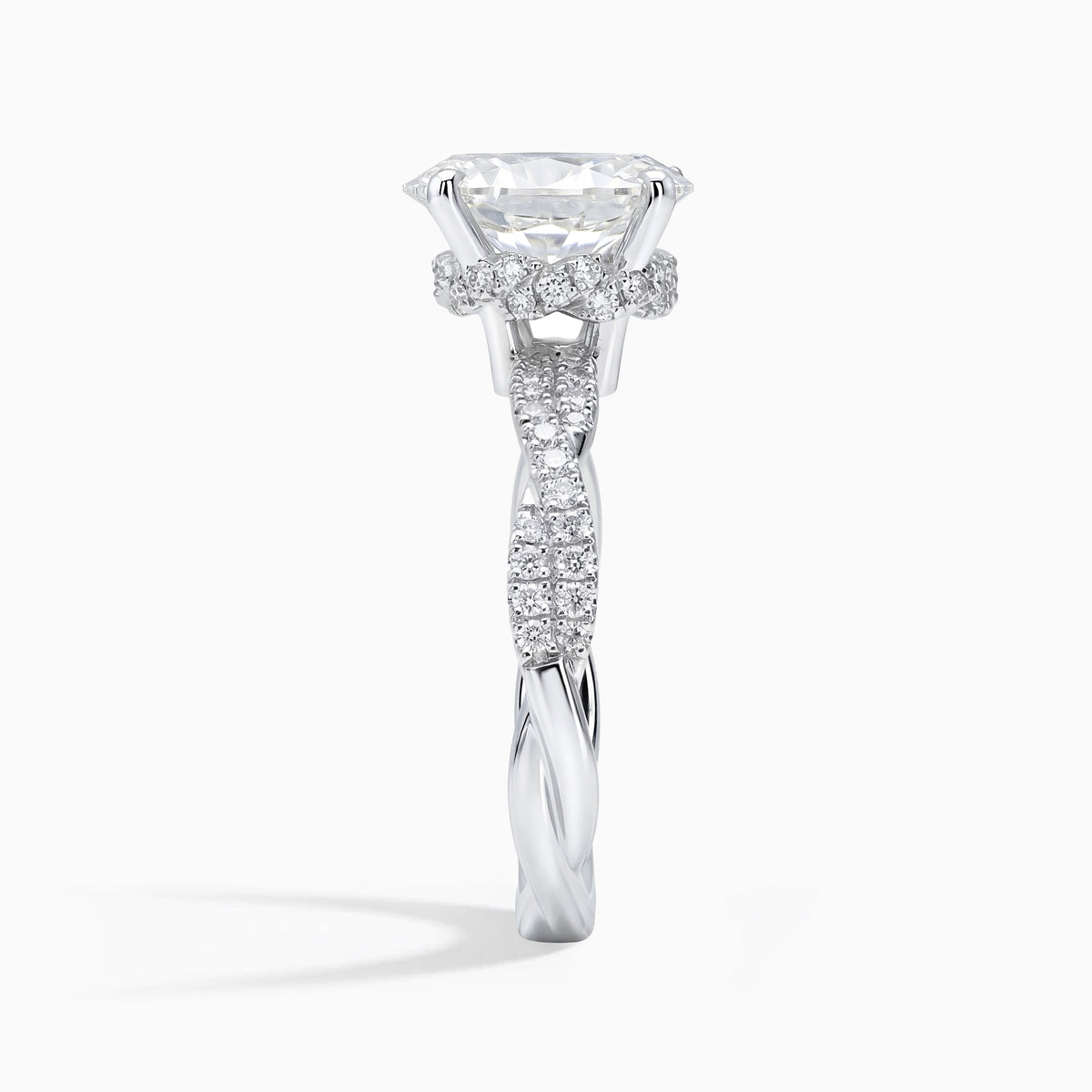 Oval Cut Hidden Halo Pave Lab-Grown Eternal Twisted Engagement Ring