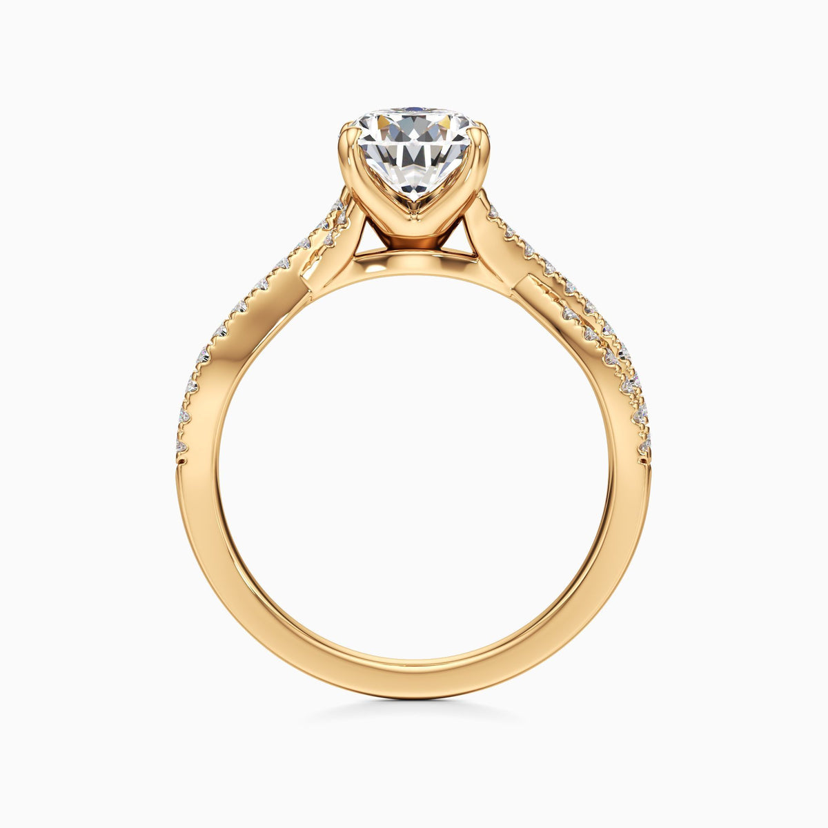 Pear Shaped Lab Grown Diamond Engagement Ring with Criss-Cross Pavé Shank