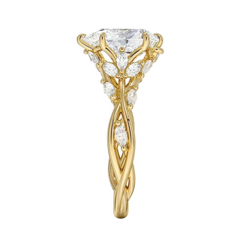Secret Garden 1.5ct Pear Certified Lab Diamond & Moissanite Diamond Ring