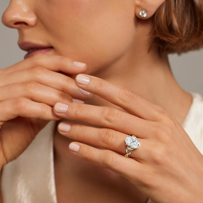 Secret Garden 1.5ct Pear Certified Lab Diamond & Moissanite Diamond Ring